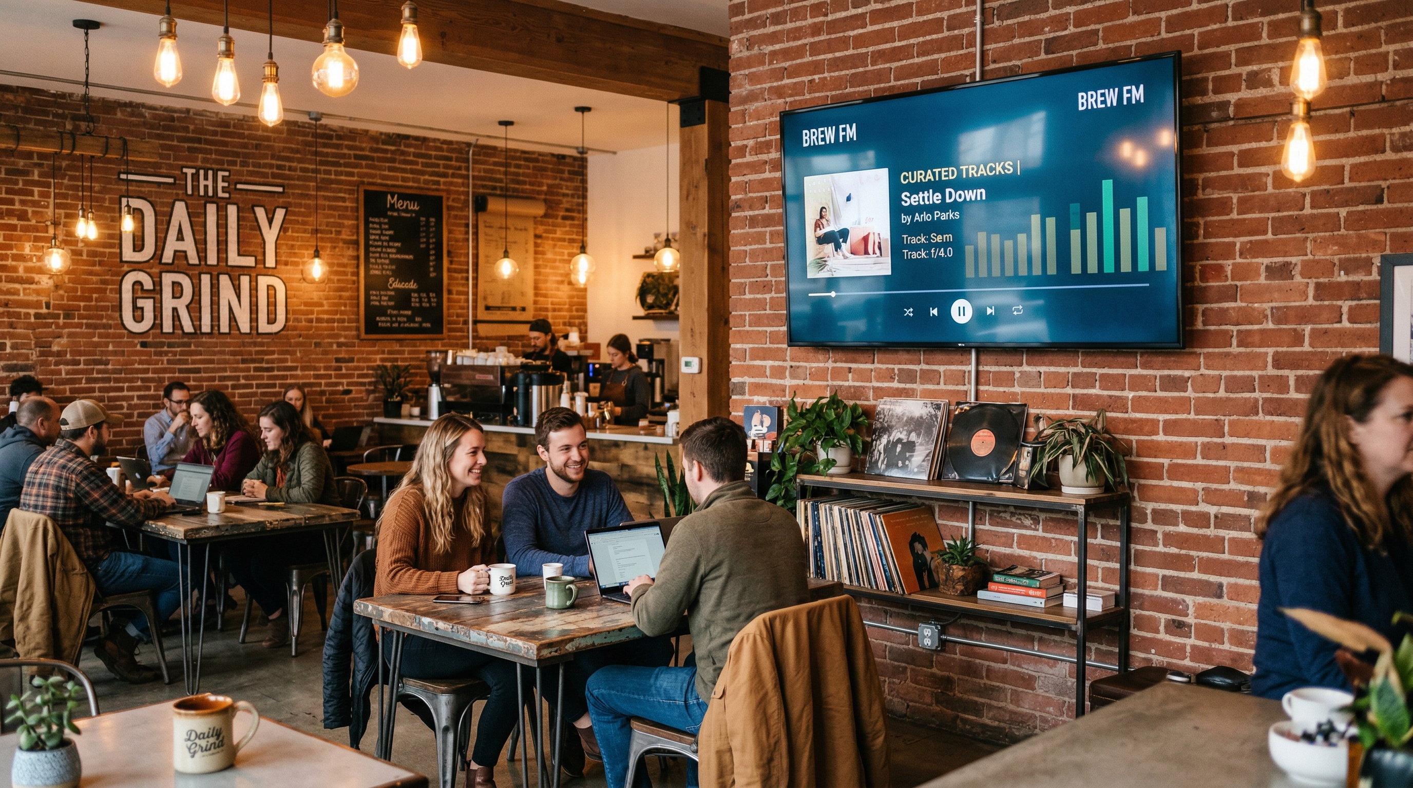 coffee shop with screen